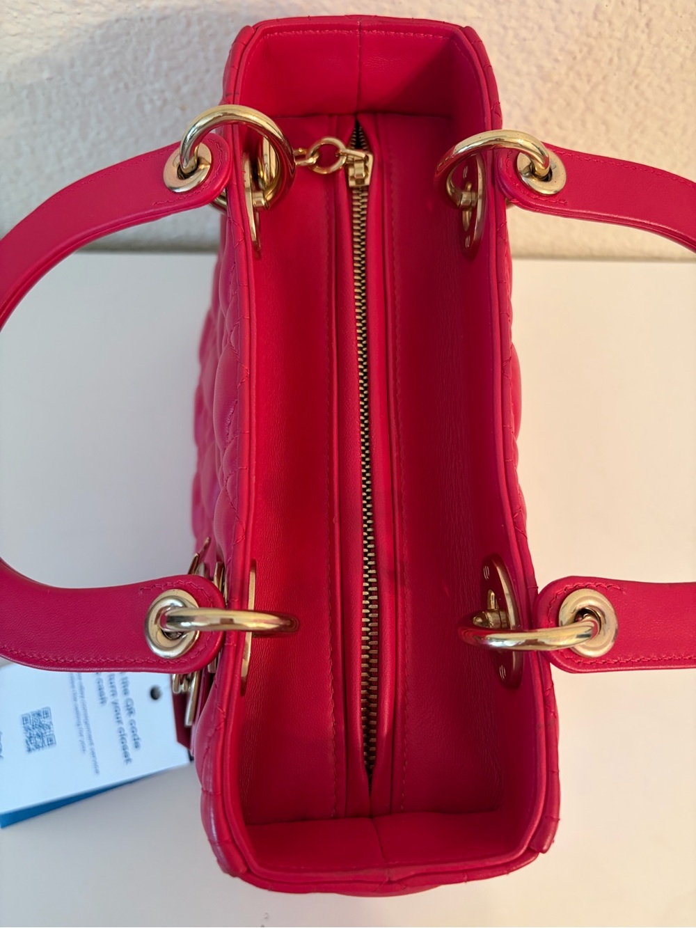 Dior Fuchsia Quilted Lady Dior Mini Top-Handle Bag - Picture 7 of 11